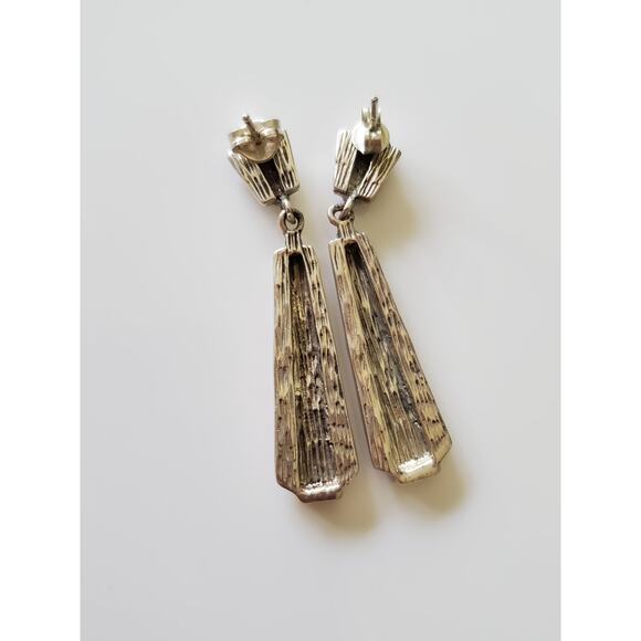 Vintage Sterling Silver Long Drop Earrings - Picture 3 of 5